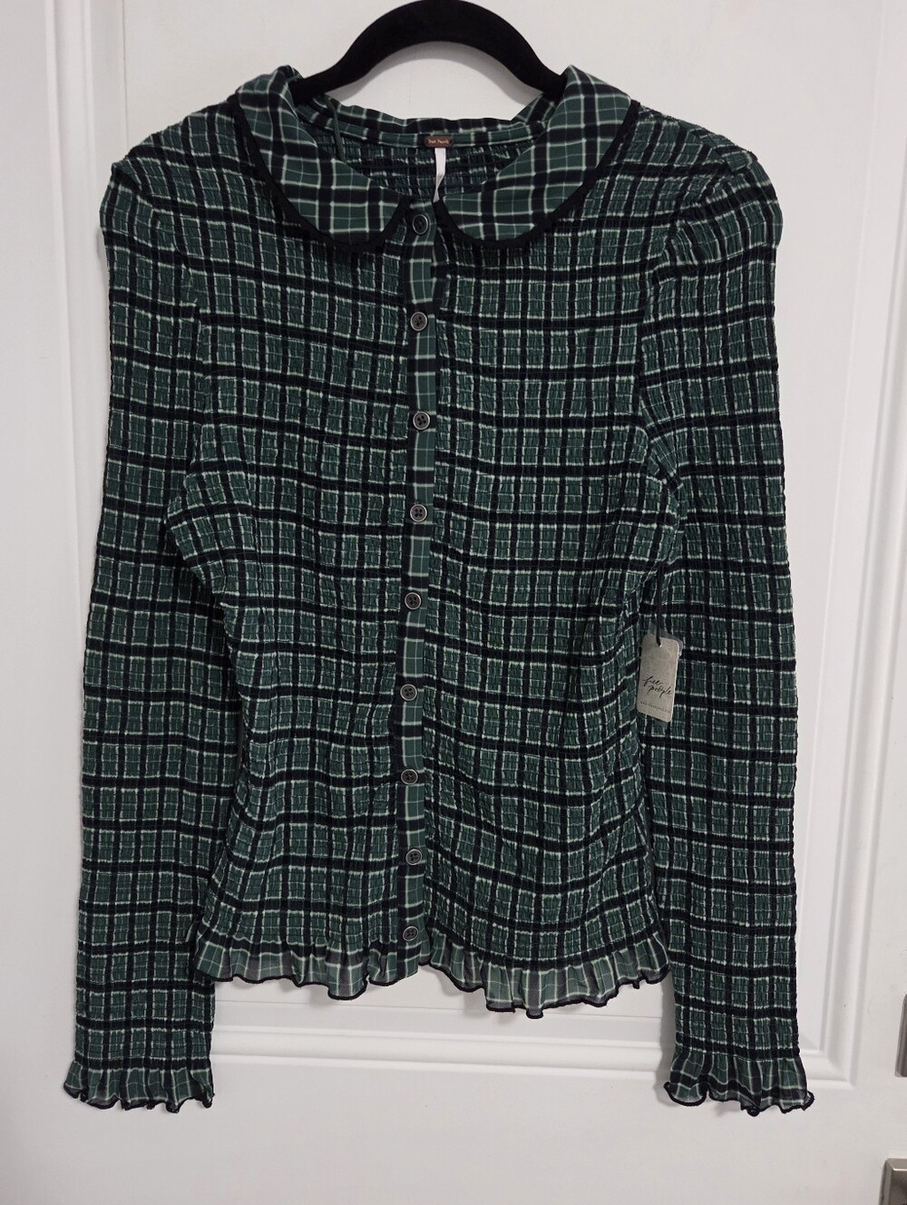 NWT - Free People Women's Caught A Feeling Smocked Blouse - Size M